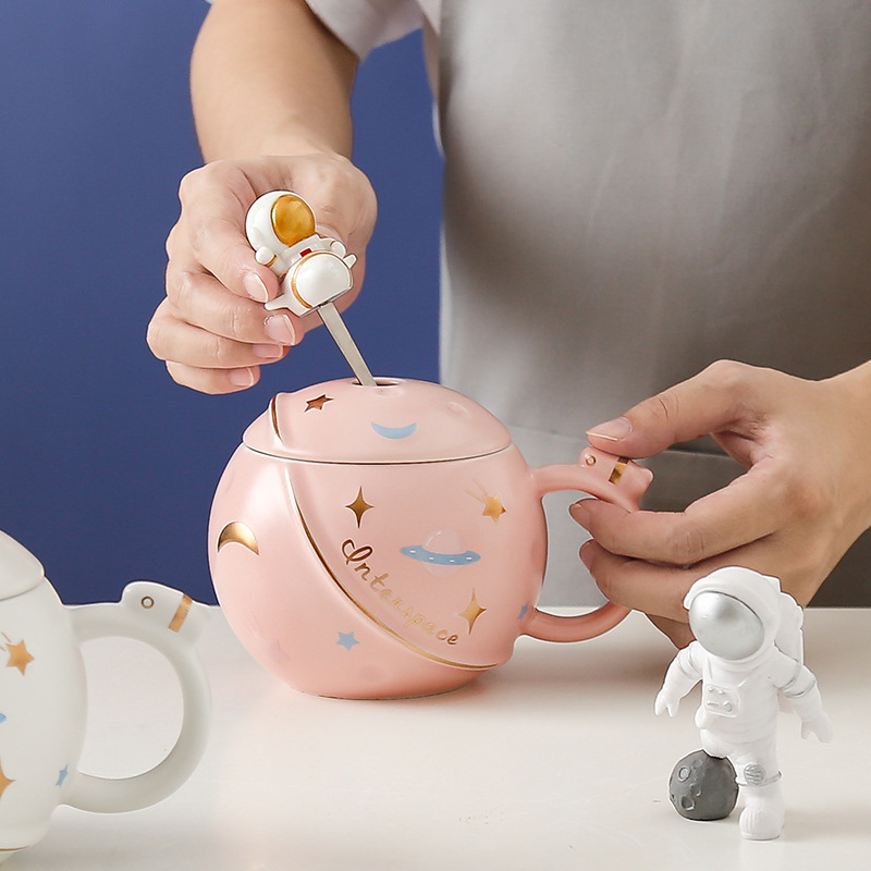 Cartoon rocket Planet mug, creative space astronaut water cup, large-capacity coffee cup gift box, ceramic cup pic 33