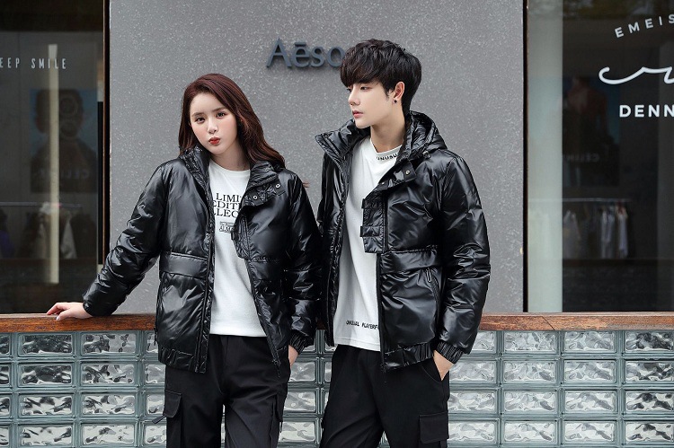 Shiny down jackets for men and women, short Korean-style slimming and thickening, warm, casual and fashionable couple coats, white duck down pic 9