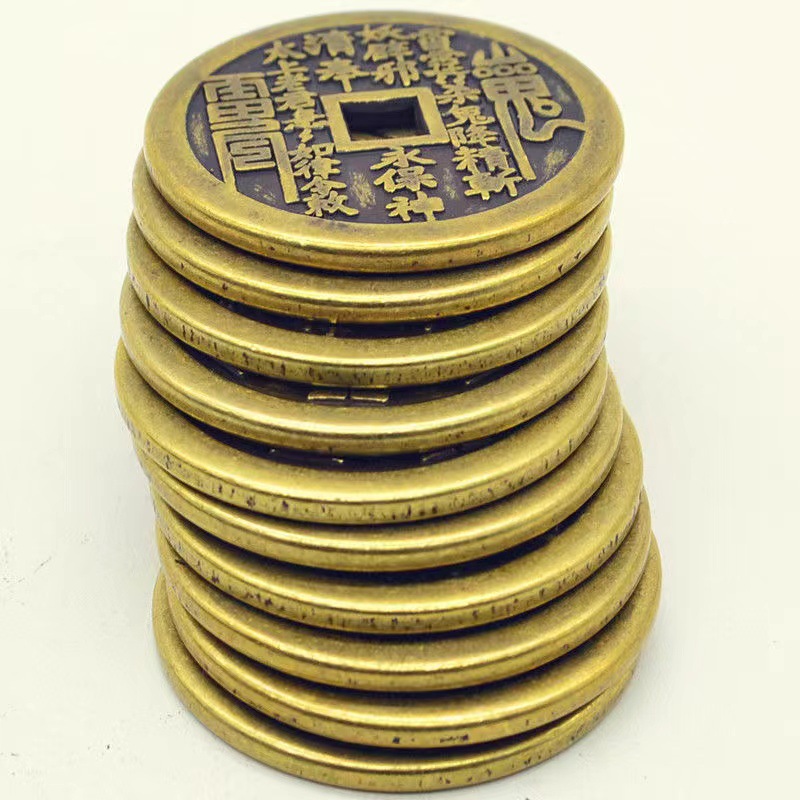 Thickened brass mountain ghost spending money new Chinese-style pendant necklace for men and women, antique copper spending money safety buckle copper accessories pic 6