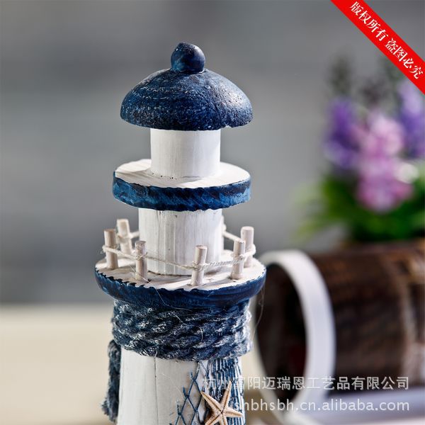 20厘米海洋灯塔木制品 地中海风格装饰摆件 木雕 工艺品 瞭望塔详情49