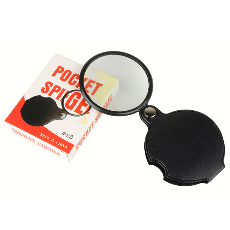 Leather case mini 60mm magnifying glass, folding magnifying glass, pocket magnifying glass, wholesale for one yuan pic 4