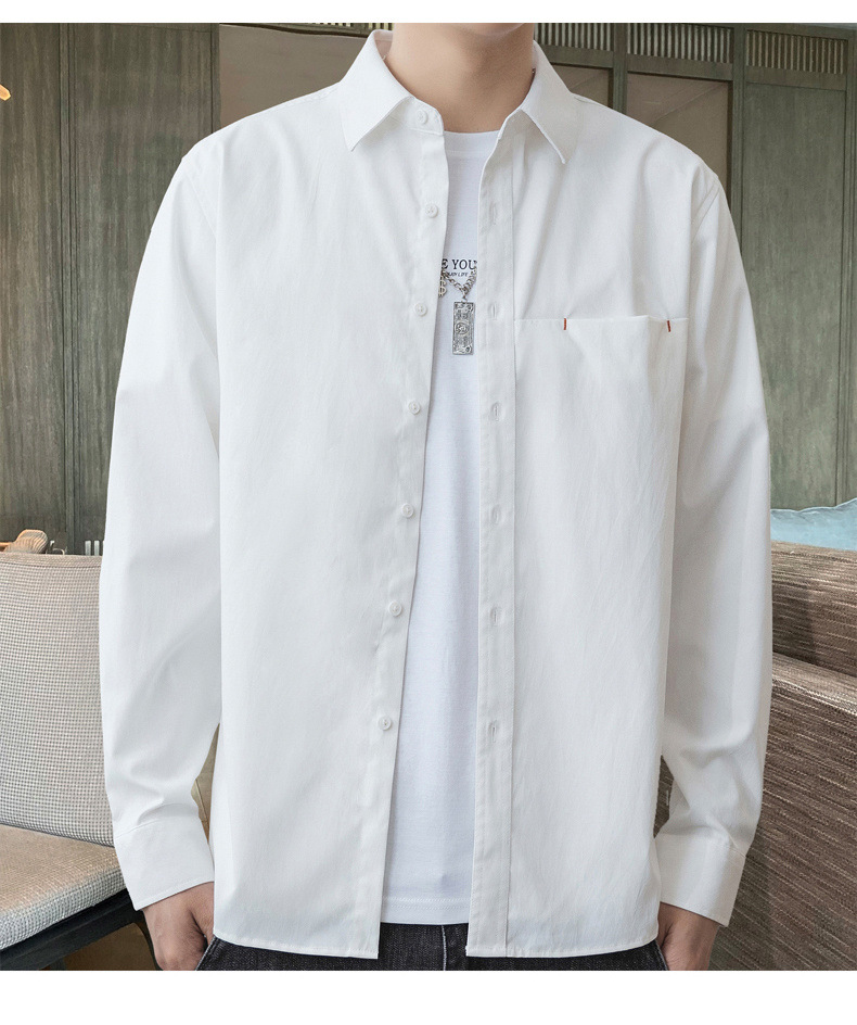 2024 primavera/otoño nuevo manga larga blusa blanca para hombres versión coreana blusa suelta abrigos moda masculina una generación de cabello pic 13