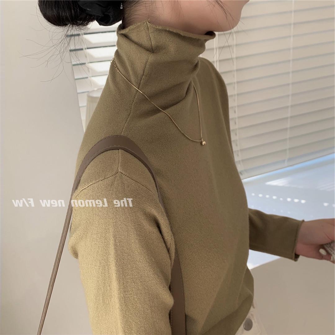 秋冬新款女装高领卷边打底衫糖果色修身保暖基础款仿羊绒衫毛衣女详情83