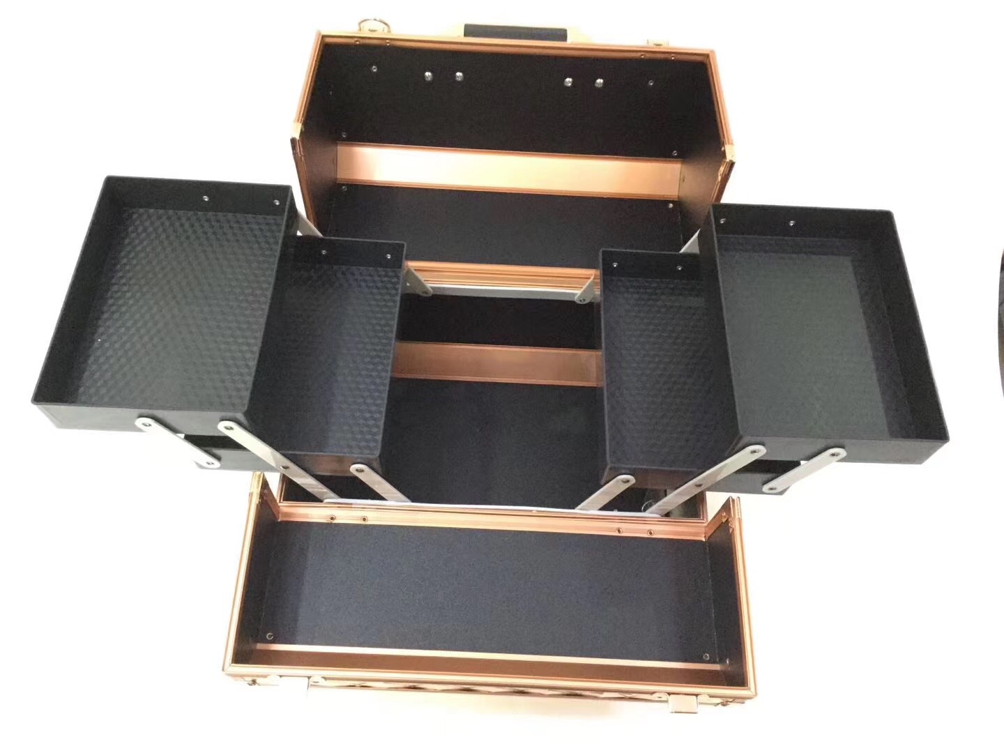 Factory wholesale double-opening two-layer color aluminum makeup boxes, nail and tattoo toolboxes, and cosmetic storage boxes in stock pic 6