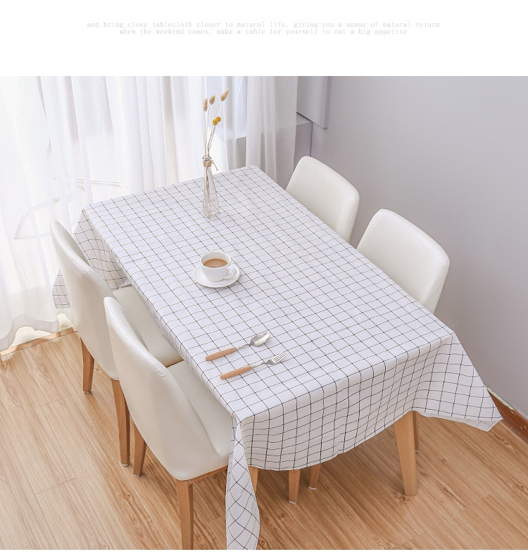 Wholesale of home fresh and clean checkered waterproof tablecloths, oil-proof and heat-resistant PVC tablecloths for living room dining tables pic 14