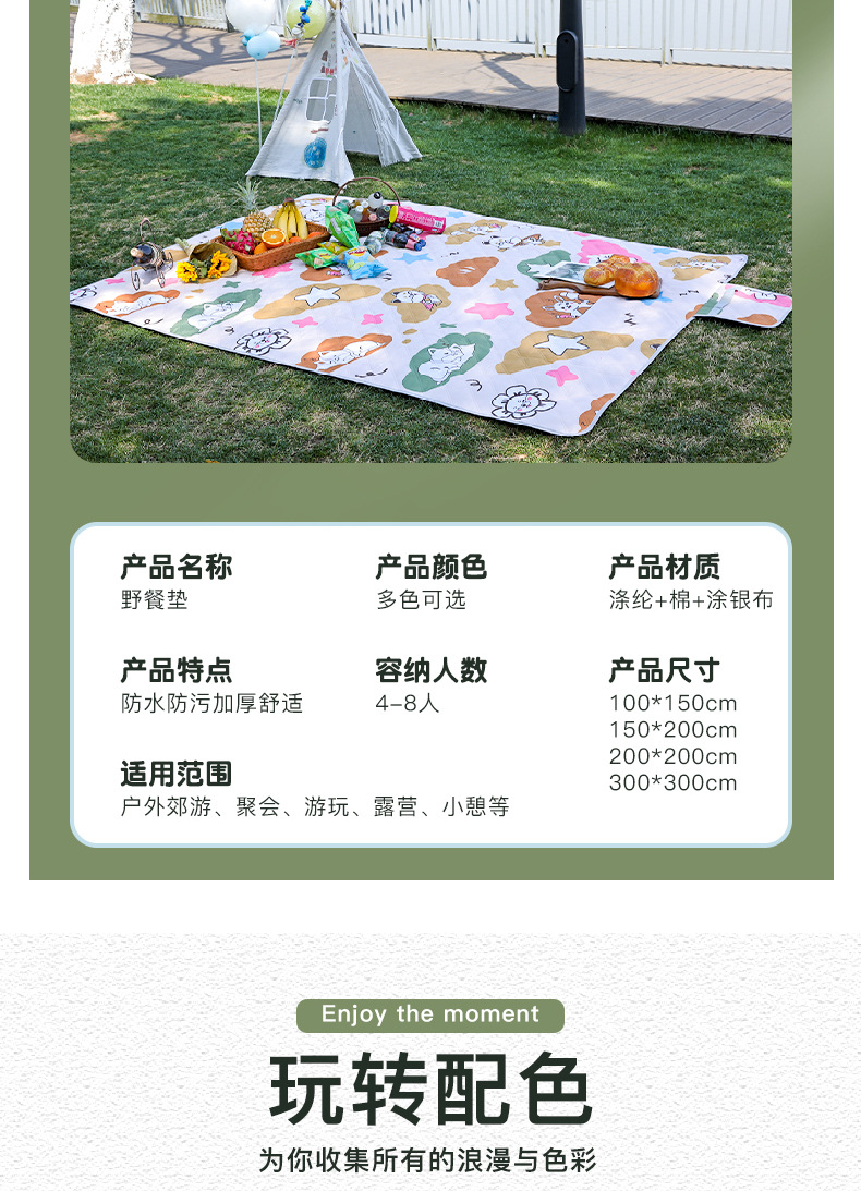 满印花野餐垫加厚防水防潮垫春游野餐布沙滩垫户外帐篷野营地垫子详情13