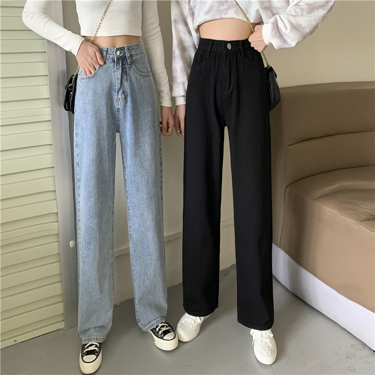 Spring 2021 new loose jeans for petite women, high-waisted and slimming, wide-leg and straight-leg pants, trendy on Instagram pic 5