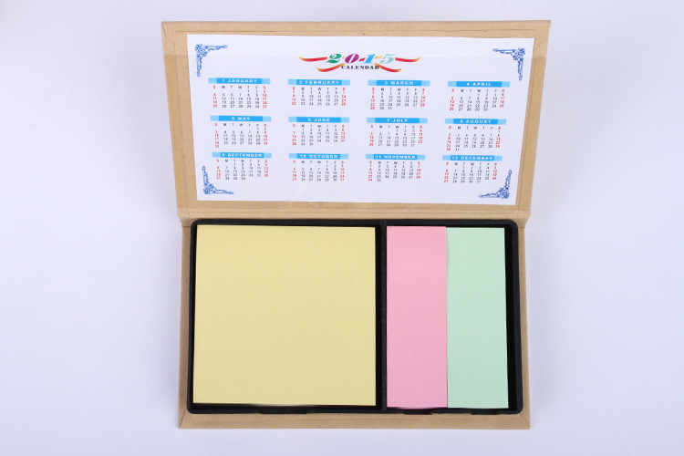 New business eco-friendly kraft paper with calendar combination sticky note box, N-time sticker with pen/calendar accessory pic 19