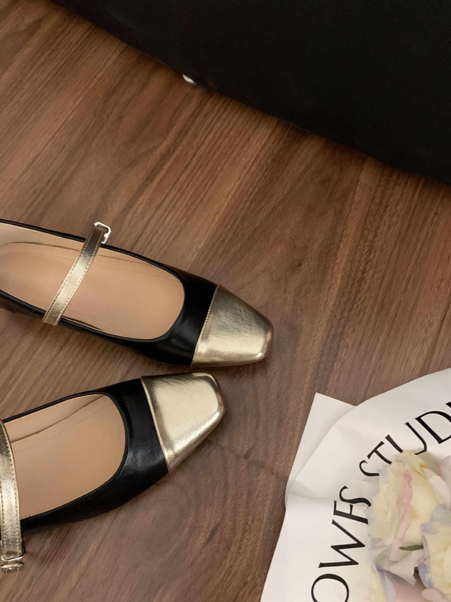 2023新款时尚方头全包百搭高跟鞋女法式拼色小香风平底玛丽珍鞋女详情18