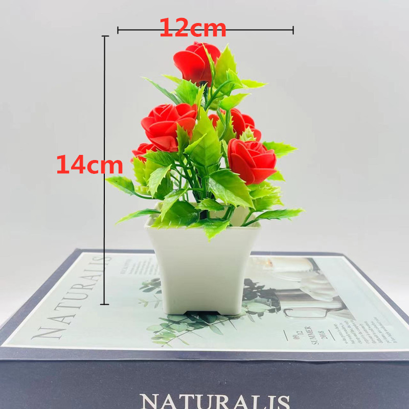 仿真盆栽假花盆景仿真绿植泡沫玫瑰花5朵泡沫花批发人造花摆件详情8