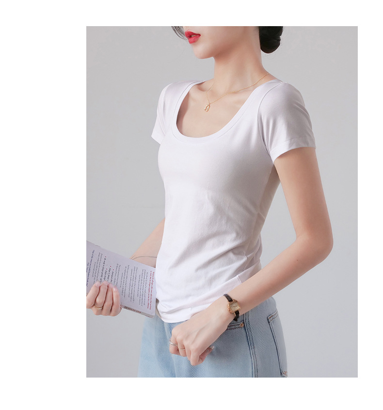 白色修身圆领纯棉短袖t恤女夏季2025新款内搭打底衫显瘦紧身上衣详情6