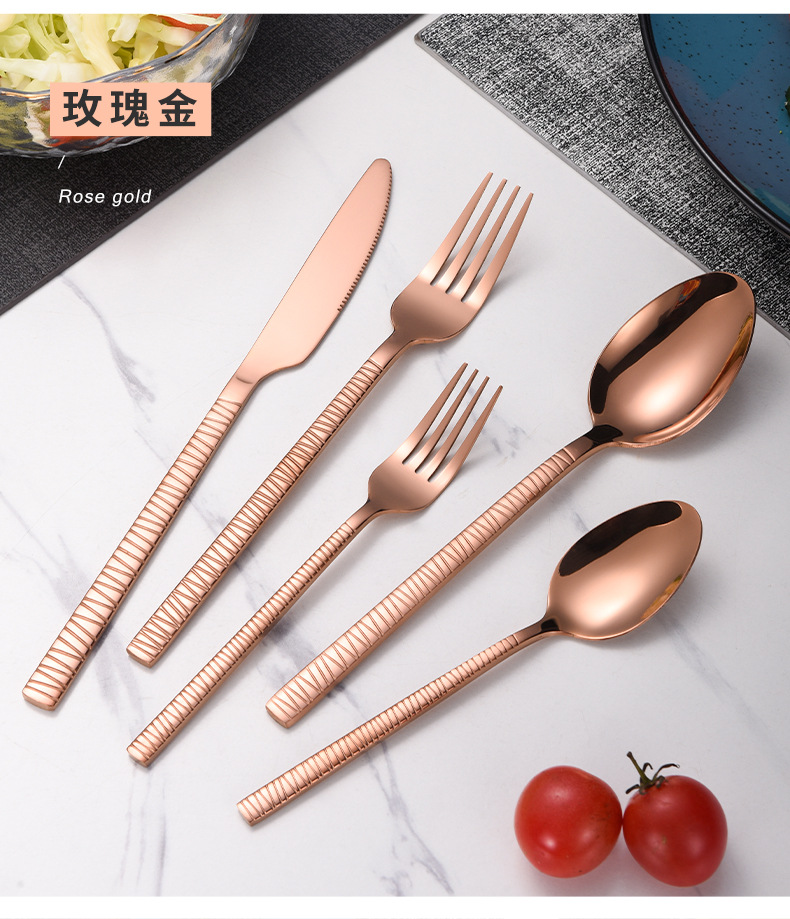 不锈钢刀叉勺套装跨境24件套方柄高颜值西餐餐具牛排刀叉勺子批发详情16