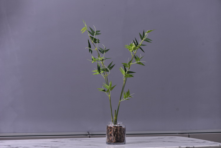 Factory direct sales of artificial bamboo leaves, new Chinese style Zen-like artificial leaves wholesale, 2-prong bamboo leaves, flower and leaf materials, green plants, Lanjin artificial plants pic 17