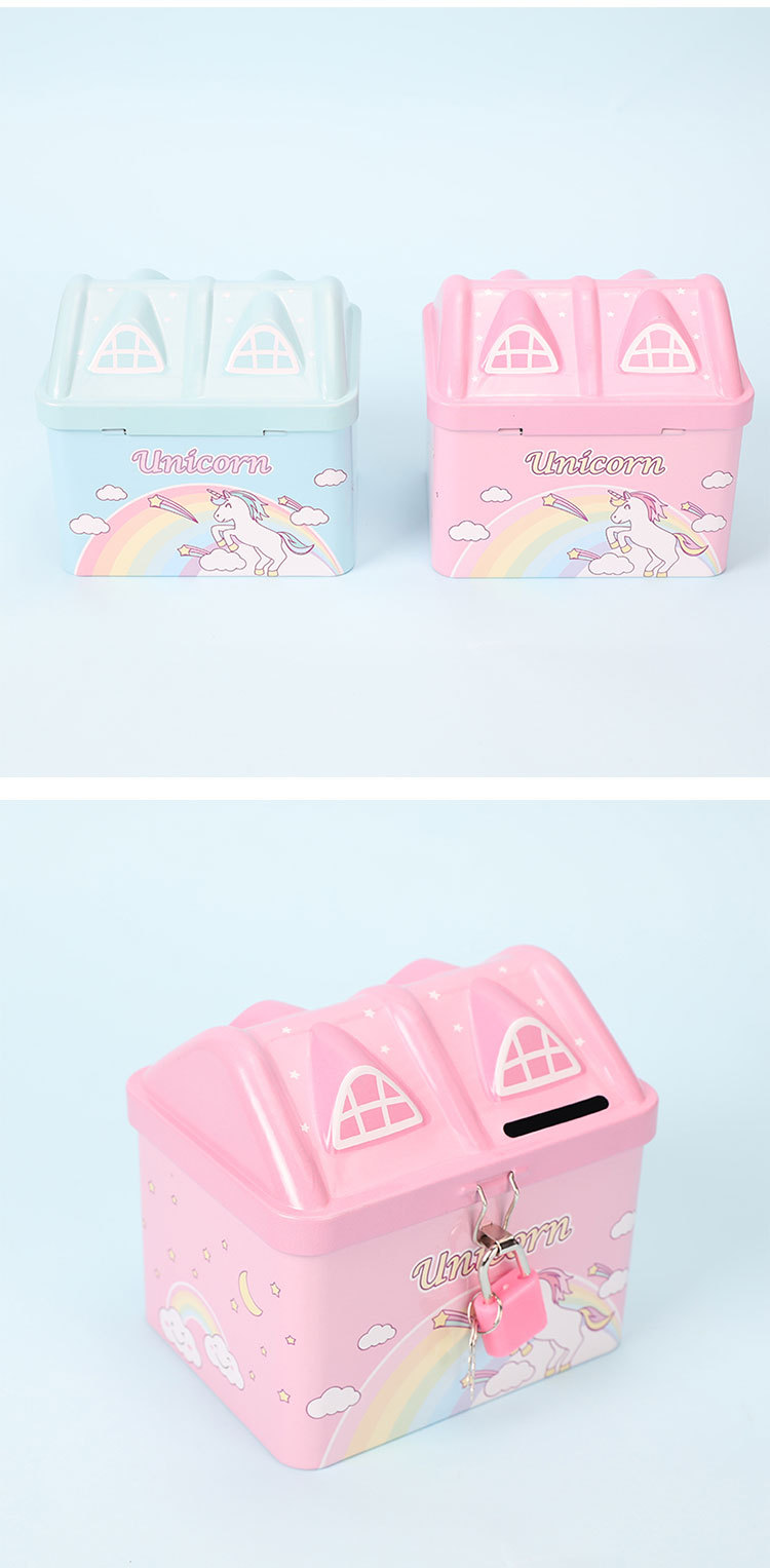 Cartoon house-shaped piggy bank, piggy bank for boys and girls, Kuromi pen case, book safe, birthday gift display pic 26