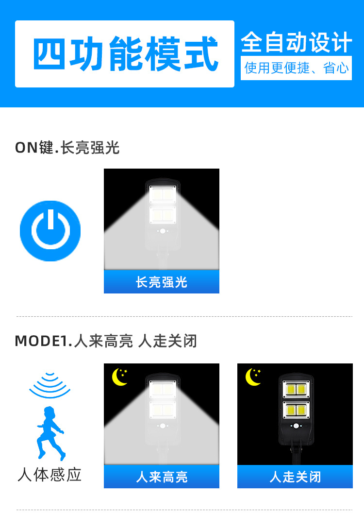 New integrated solar street lamps, outdoor household smart sensor garden lamps, gift exhibition and sale, solar lamps pic 4