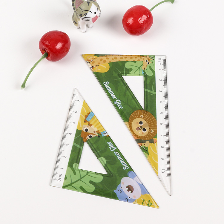 Cartoon advertisement PS set ruler, plastic straight ruler, acrylic student ruler set protractor, transparent soft set square pic 28