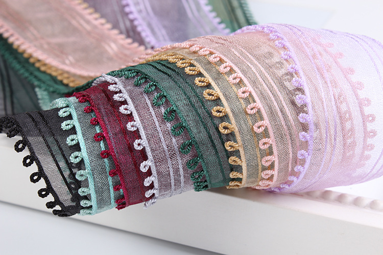 Dingxin Korean ribbon Double Ear striped snow gauze Ribbon DIY Handmade hair accessory Bow material small ear woven ribbon pic 11