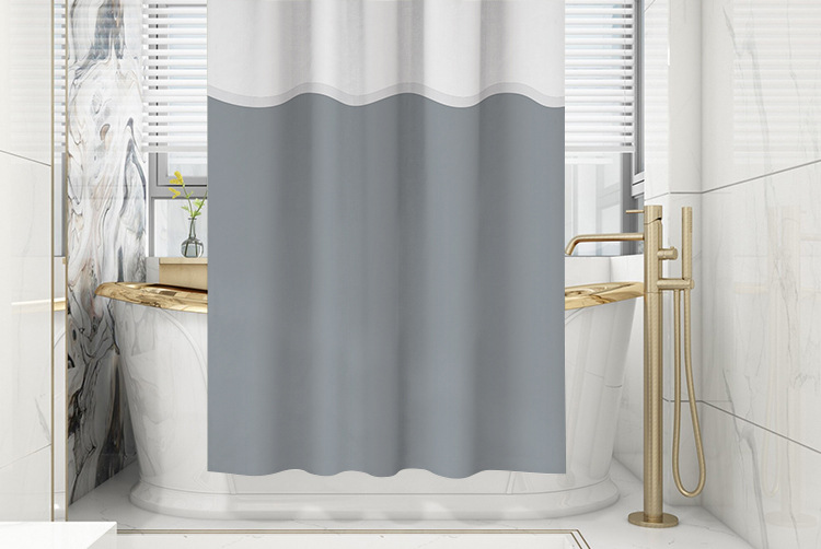 180*180 solid color thickened double-panel shower curtain, bathroom curtain, polyester semi-transparent waterproof shower curtain pic 1
