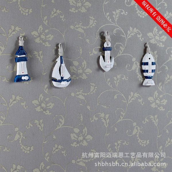 促销地中海实木挂钩 温度计 家居挂件 海洋壁挂 衣帽钩 MA09019详情32
