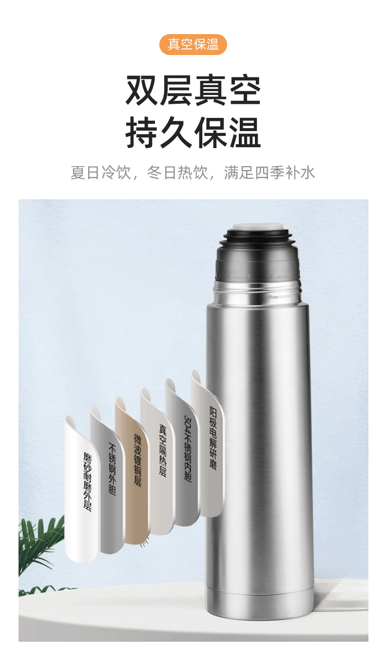 Stainless steel bullet-shaped vacuum insulated cup, anti-drop household large-capacity travel water cup, outdoor portable sports water bottle pic 9
