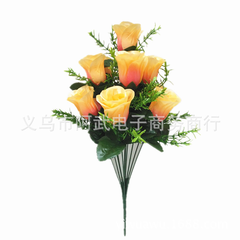 Factory direct sales of 10 artificial rose bud indoor and outdoor decorative floral arrangements pic 1