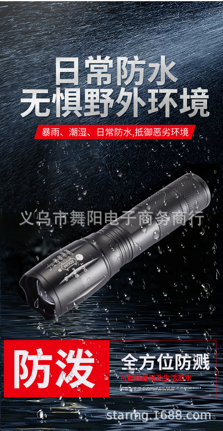 Factory wholesale XML-T6 telescopic zoom high-intensity flashlight long-range outdoor charging mini aluminum alloy small hand tube pic 12
