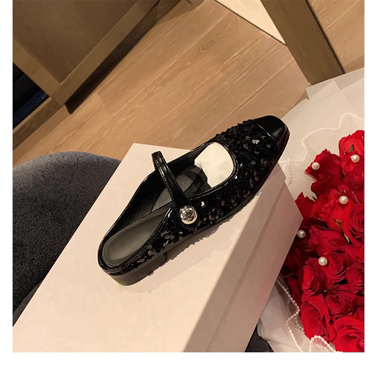 银色玛丽珍鞋亮片芭董舞鞋子真皮女鞋葡萄妈单鞋女2024春款女鞋子详情40