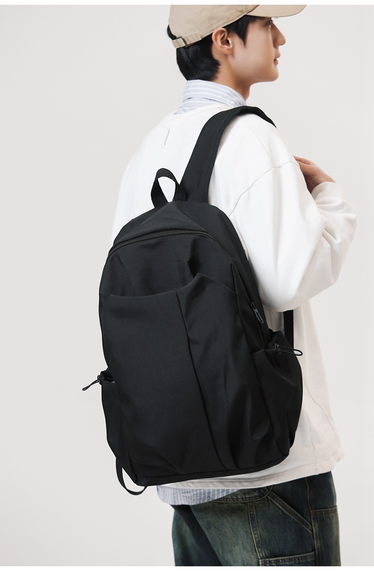 2024新款大容量纯色简约百搭时尚初高中生电脑包大学生双肩背包详情9