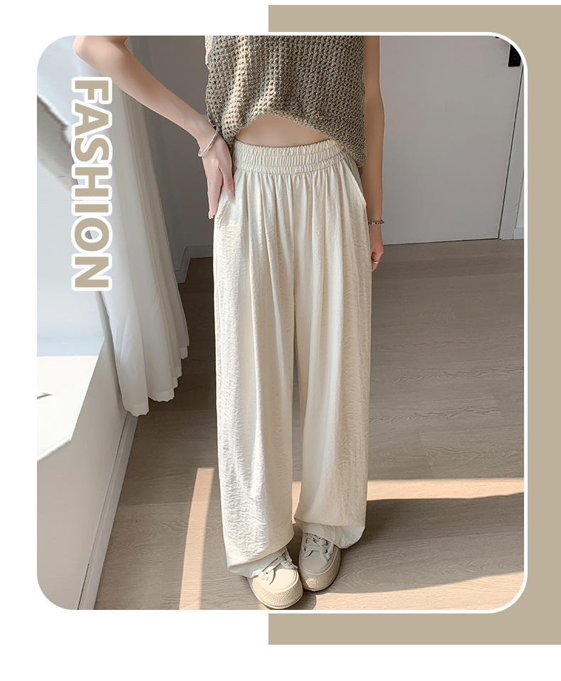 白色奶芙山本阔腿裤女春夏2024新款高腰垂感醋酸小个子慵懒风冰丝详情3