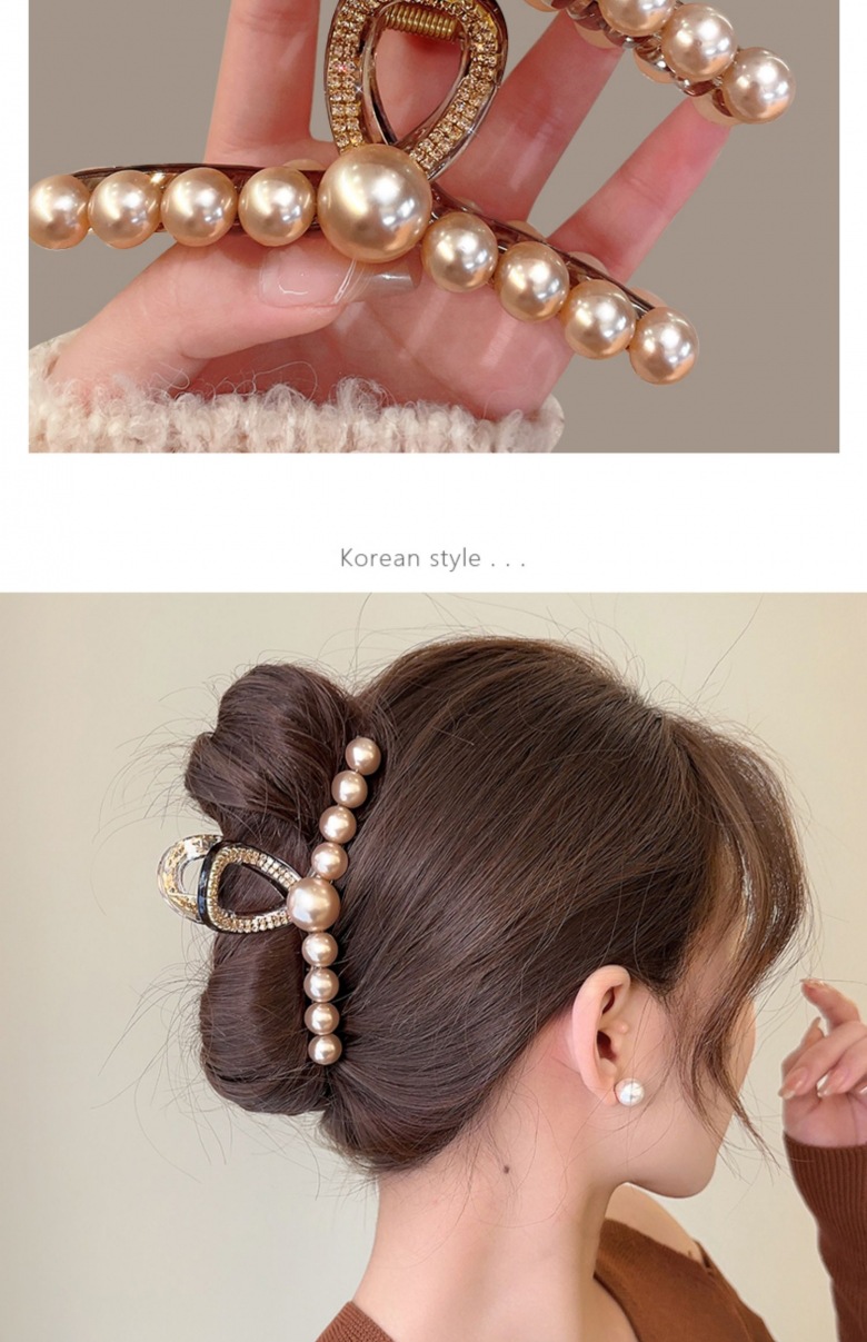 Acrílico perla strass grip mujer 2024 nuevo premium sense pan de pelo clip tiburón clip de pelo grande pin de pelo tiara pic 10