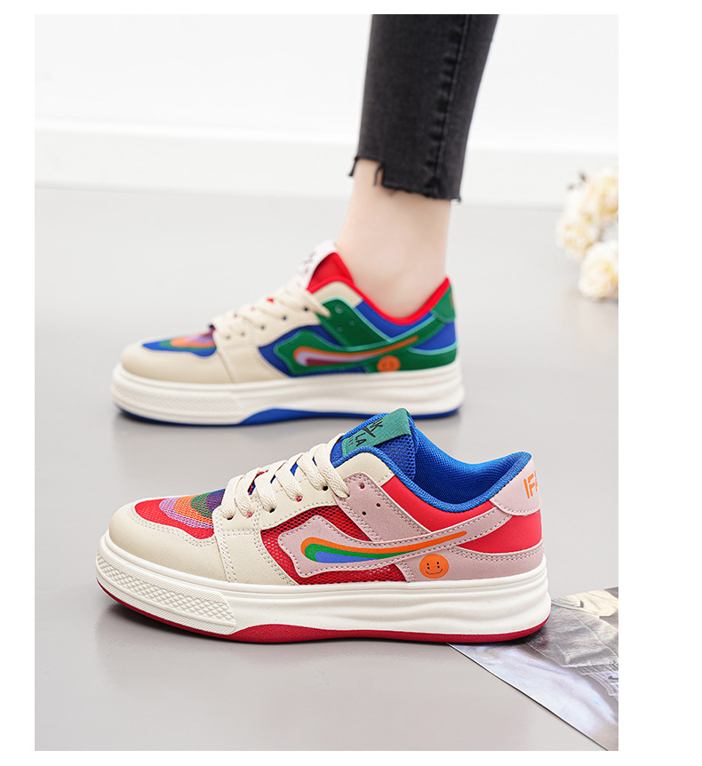 2023新款女鞋网面鸳鸯拼色板鞋春夏平底板鞋女士休闲鞋镂空小白鞋详情14