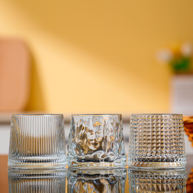 高颜值玻璃杯新款平底转转杯威士忌洋酒啤酒杯家用泡茶杯批发详情2