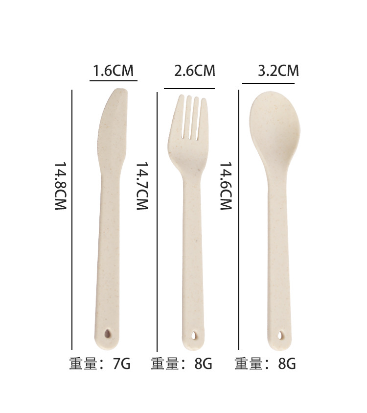 小麦秸秆防漏水饭盒单层日式便当盒微波炉便当盒木盖餐盒带刀叉勺详情12