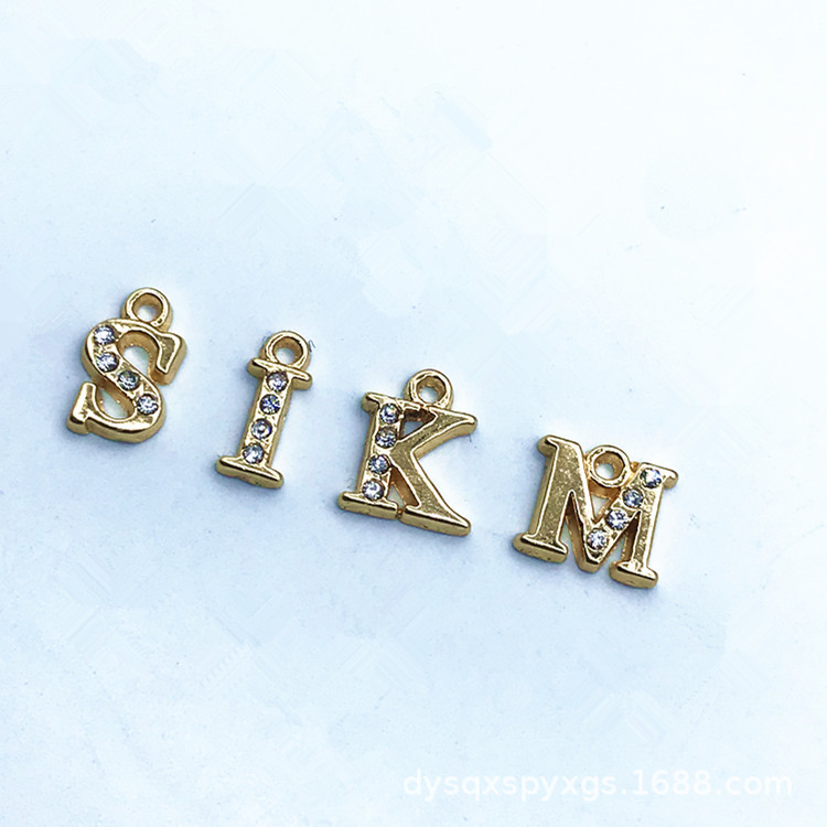 DIY jewelry accessories, oil-dripping alloy, multiple colors, double-sided English letter and number pendants in stock for wholesale pic 4