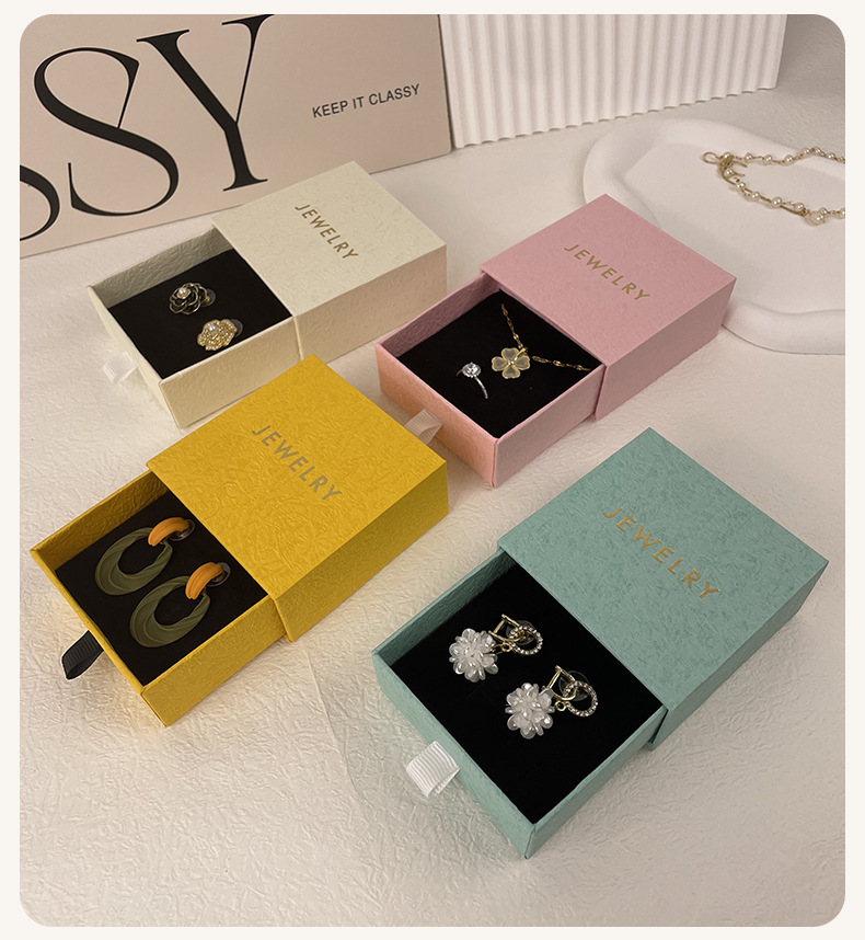 抽屉首饰盒戒指包装盒耳钉包装盒首饰盒包装抽拉式盒子抽屉首饰盒详情13