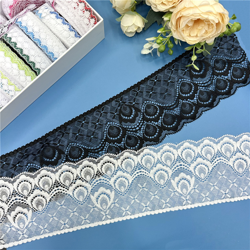 Elastic silk ribbon, lace trim, soft and skin-friendly, elastic elastic band, clothing accessory, ruffled edge, 9CM pic 17