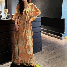 In-stock [Drunken Qiongfang] New Chinese-style gilded horse Face dress for Autumn and Winter, retro high-waisted half-body style pic 3