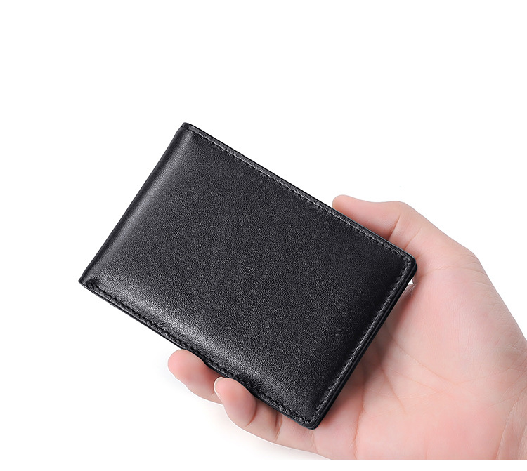 Transfronterizo nuevo estilo europeo y americano de moda para hombres billetera de cuero anti-rfid robo cepillo estilo corto clip de dinero estadounidense mano empuje posición de tarjeta clip de dinero pic 14