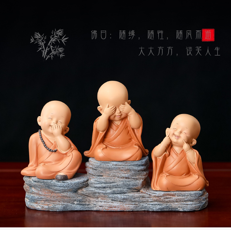 Little Monk decorative items, home creativity, high-end feel, niche resin handicrafts, new office desktop decorations for men pic 14