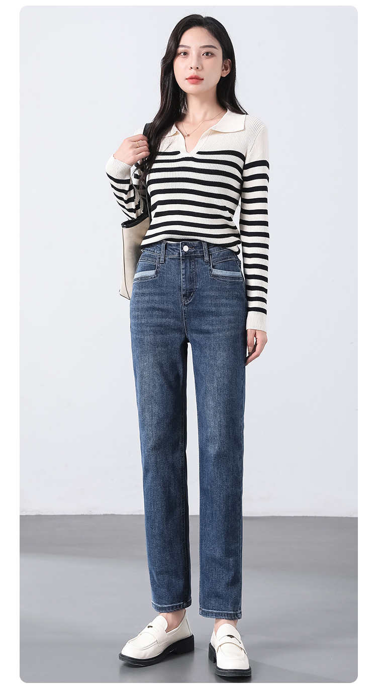 Spicy Girl jeans for autumn girls, high-waisted and slimming 2024 autumn/winter new style, versatile and stylish, loose straight-leg long pants pic 23