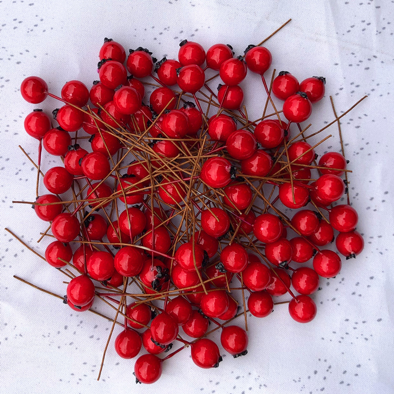 【10mm Red Cherry Fruit 】 Artificial foam flower arrangement pearl fruit, simulated pomegranate fruit, Christmas products manufacturer pic 1