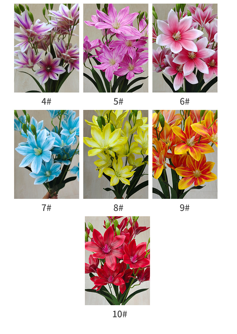 跨境3D手感保湿仿真花兰花把束20头千禧玉兰家居装饰婚礼花艺假花详情6