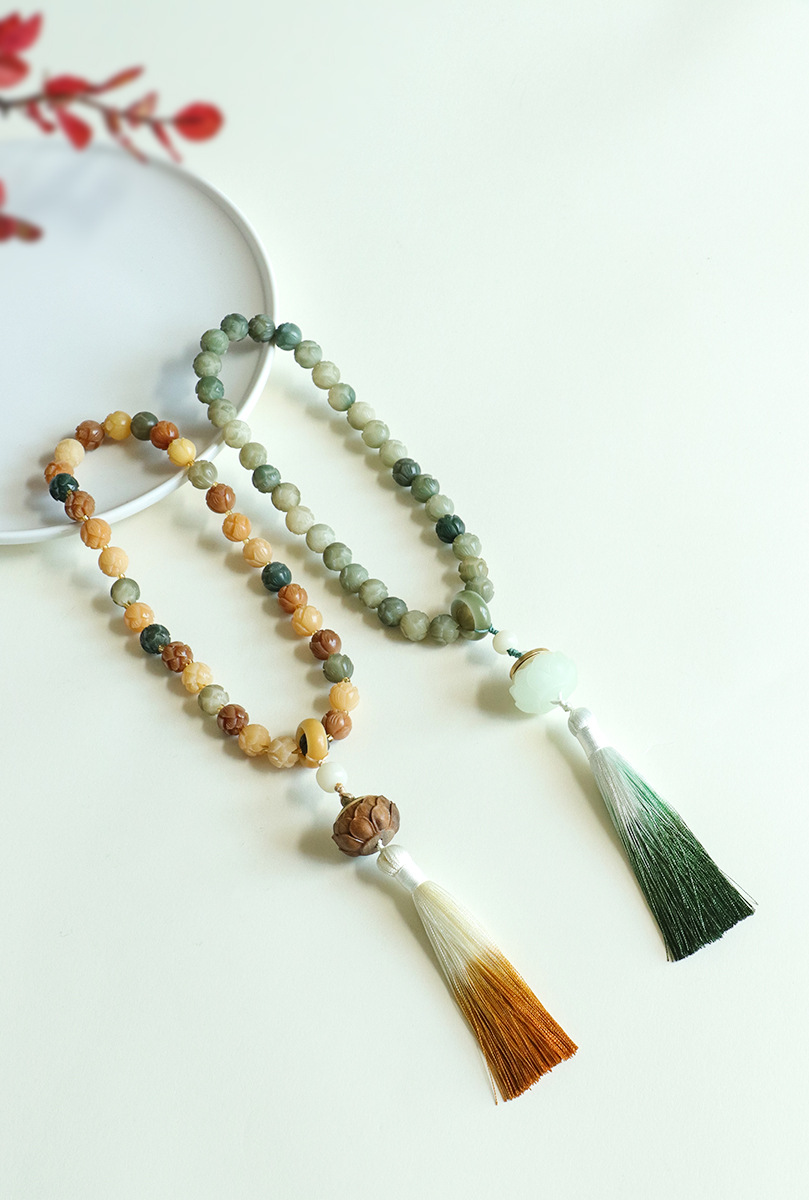 国潮手持菩提莲花串珠双圈手链男女款国风文玩佛珠流苏手串手饰批发详情40