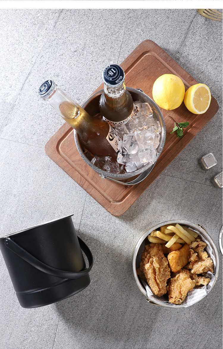 跨境不锈钢冰桶酒吧KTV手提啤酒冰镇桶香槟桶户外便携小桶冰块桶详情4