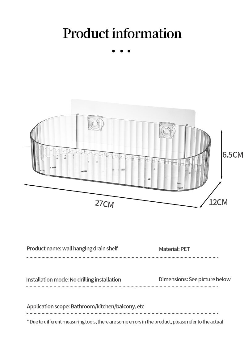 Transparent ins no-punch magic sticker cosmetics storage rack, traceless draining storage rack, multi-purpose hanging box storage basket for kitchen and bathroom pic 32
