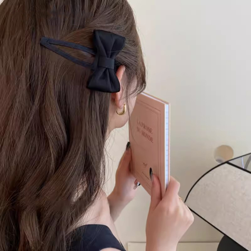 法式气质蝴蝶结发夹女前额碎发刘海夹简约发卡复古碎发bb夹子头饰详情5