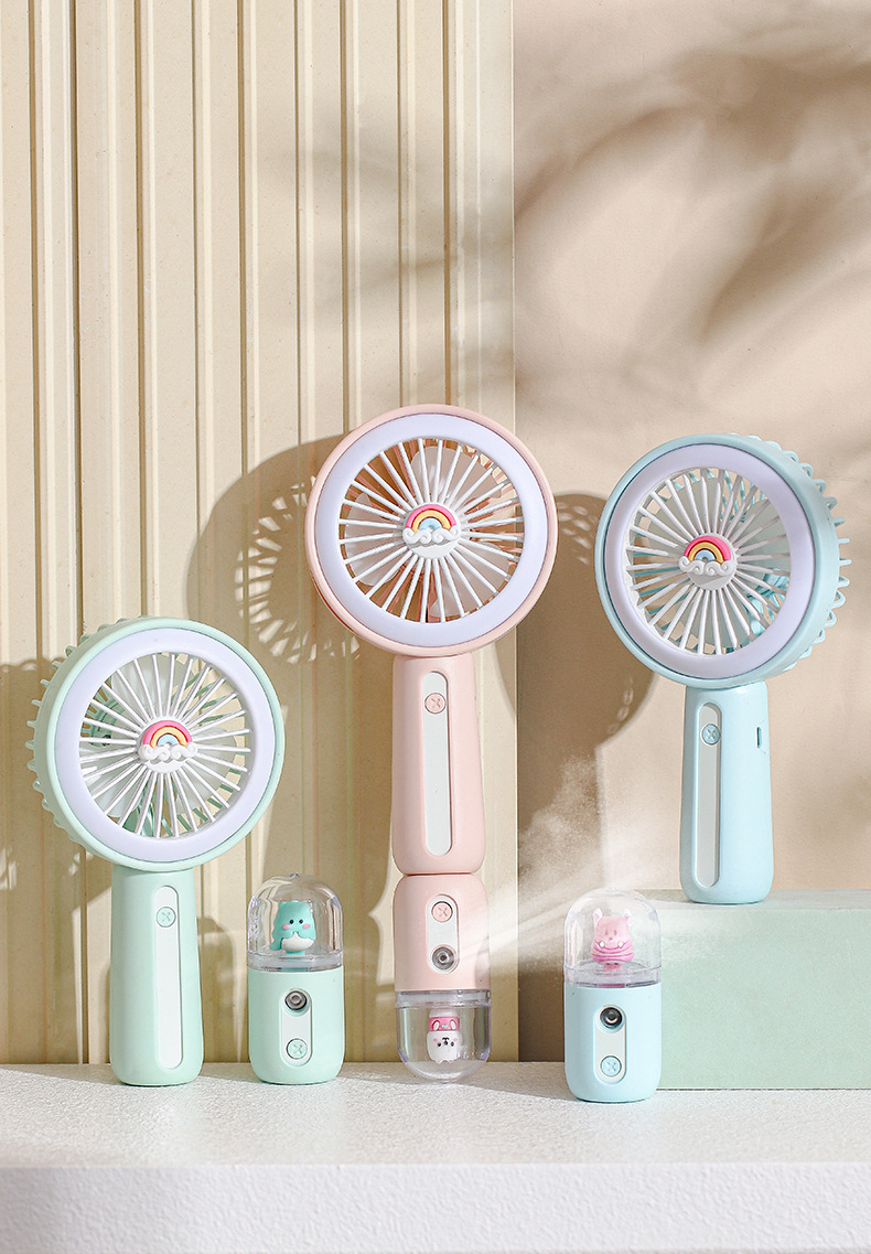 2023年新款热卖手持带灯充电风扇 迷你喷雾补水仪风扇X30风扇批发详情12