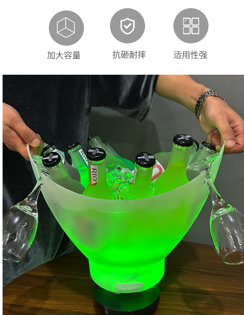 跨境新品7升大容量蓝牙发光冰桶低音炮小音箱LED灯光露营酒桶详情2