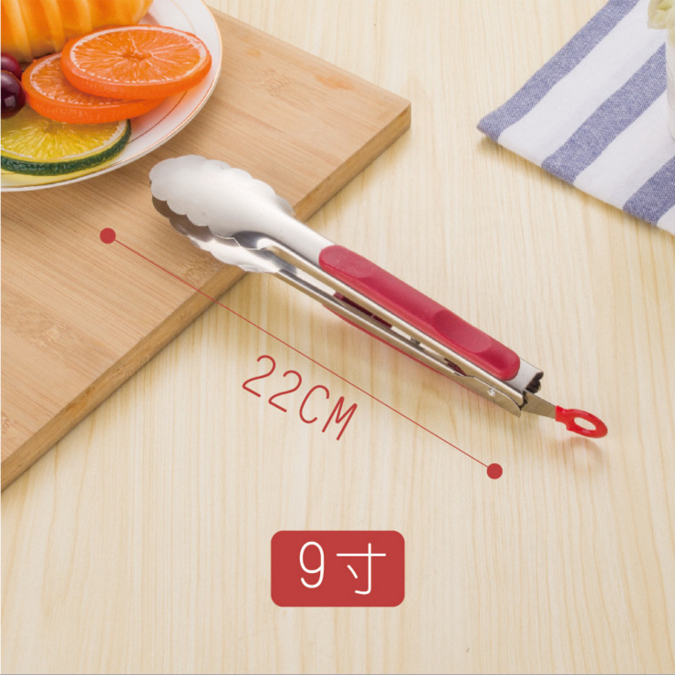 Non-magnetic stainless steel bread tongs, red-handled heat-resistant food tongs, multi-functional food tongs, gift carbon tongs, buffet tongs, barbecue tongs, bread tongs, food tongs, snack tongs, dessert tongs pic 4