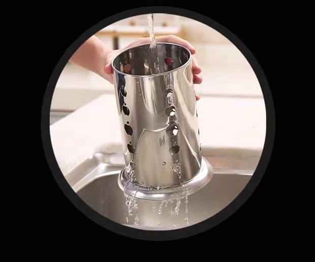 Factory direct sales of round stainless steel chopstick holders, restaurant straws, organizing and storage 筷笼 household closel-hole drain holders pic 9